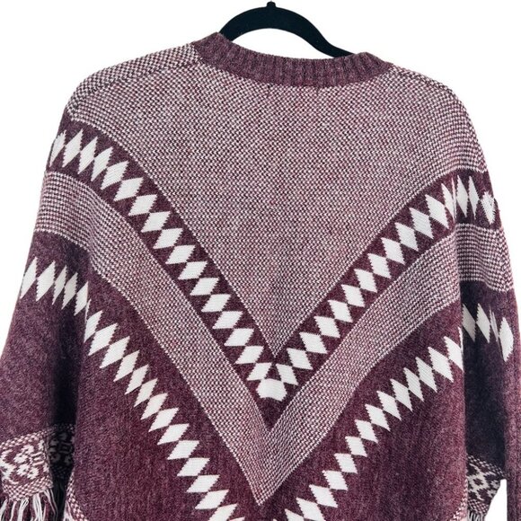 Revamped Pink V-Neck Wool Blend  Knit Sweater Poncho Women Size Large - Picture 10 of 14